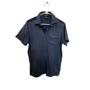 Men's Montage Polo Shirt Size M Blue Striped Short Sleeve Casual Top